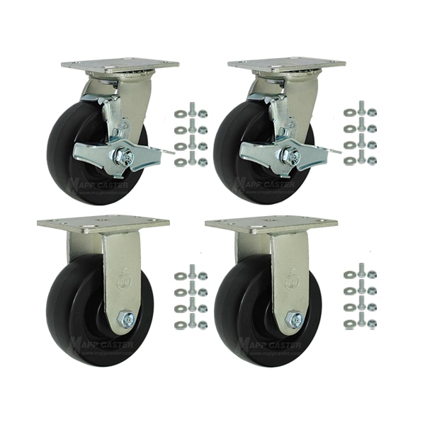 Mapp Caster Tool Box and Job Box Casters, 5" Polyolefin Wheel Casters